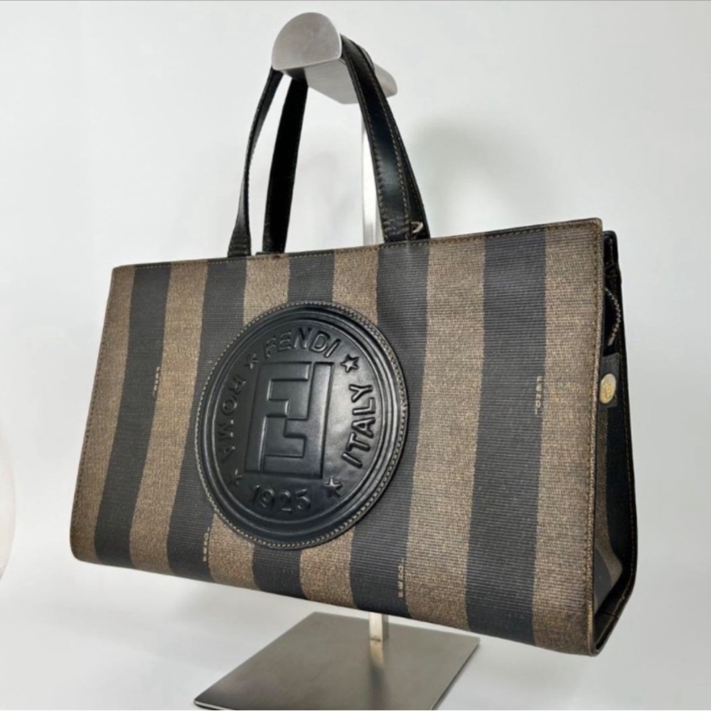 FENDI Roma Pequin Mini Tote Bag Vintage Including Entrupy COA
